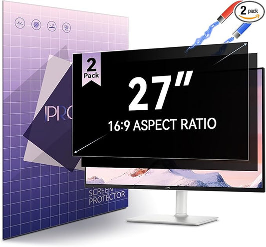 [2-Pack] Magnetic 27 Inch Computer Privacy Screen Protector for 16:9 Monitor, Removable 27in Private Filter for Anti Glare Block Blue Light, Screen Cover Shield Office Shade for Desktop TV Monitor