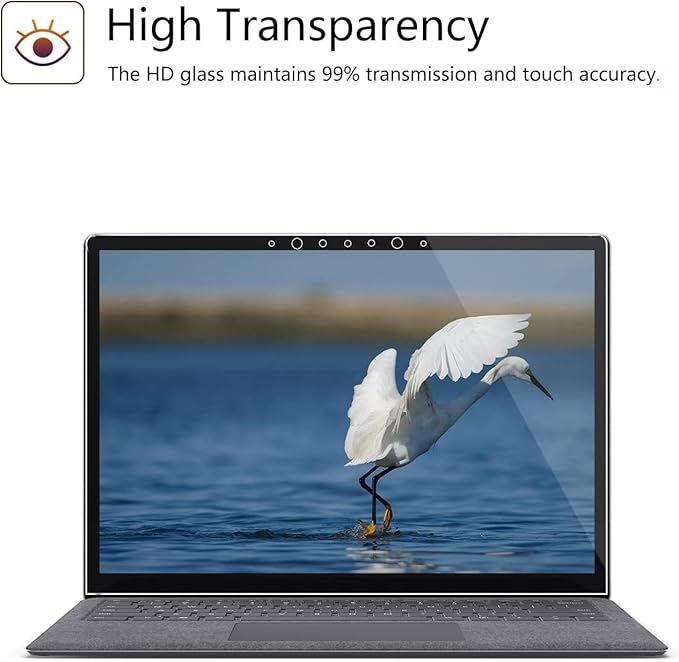 Megoo Tempered Glass Screen Protector for Microsoft Surface Laptop 6/5/4/3(15 inch), Easy Installation, Scratch Resistant, Ultra Clear Protective Film, 2-Pack