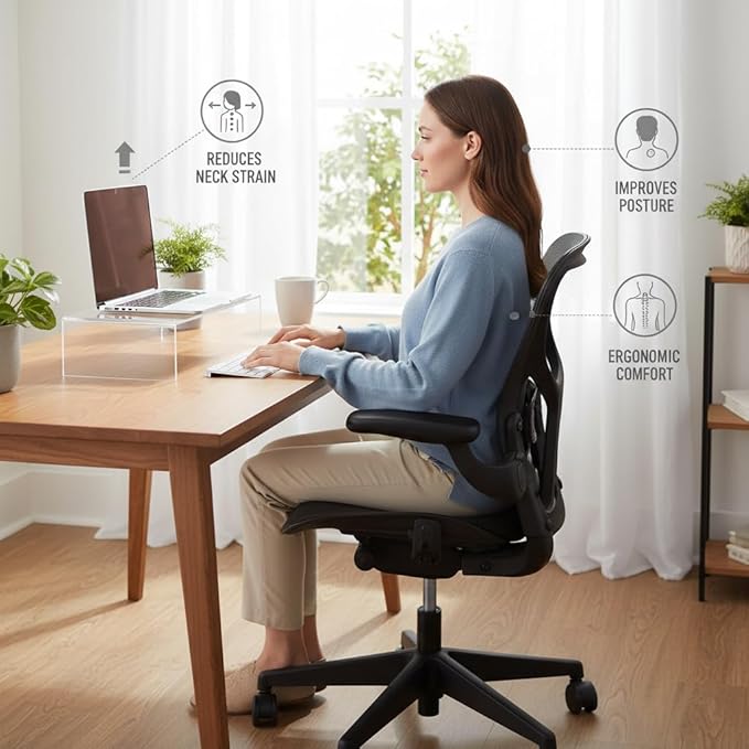 Azar Displays 515338-1PK Acrylic Laptop Stand, Computer Riser for Desk, Monitor Stand, Closet Organizer for Clothes & Shoes, Cabinet Display for Accessories and Décor (3/16" thick acrylic) 15"x7.75 x 4.5