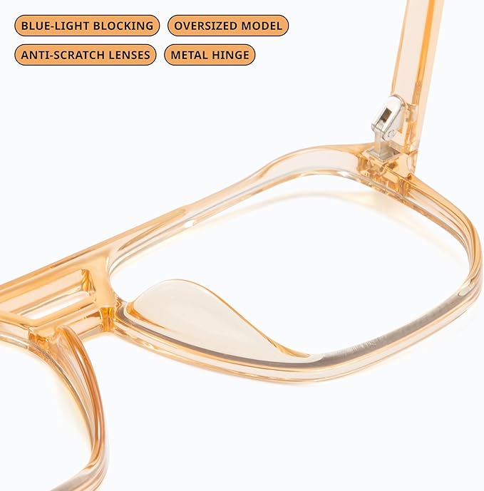 livho Retro Aviator Blue Light Blocking Glasses for Women Men with Soft Case, Trendy Rectangle Computer Eyeglasses
