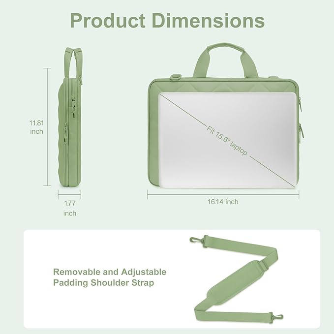 MOSISO 360 Protective Laptop Shoulder Bag, 13-13.3 inch Double Layer Fluffy Padded Laptop Bag with Anti-theft Zipper Compatible with MacBook, HP, Dell, Lenovo, Asus Notebook, Antique Green