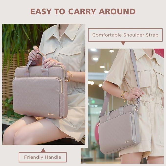 KIZUNA Laptop Sleeve Case 15.6 Inch Computer Shoulder Bag for for 16" MacBook Pro M4/Lenovo IdeaPad Flex 5i Gen 8/Legion Slim 5/Yoga Pro 9i/ThinkBook 16/HP Envy x360/Dell XPS 16/16 Plus,Khaki