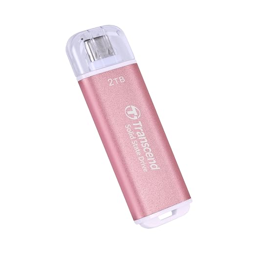 Transcend ESD300 2TB External SSD, Up to 1,050MB/s, Type C USB Drive for iPhone17,16,15, iPad&Mac/Pixel10/Tesla/Steam Deck/ROG Ally/MSI Claw/Android/PS5, Smart TV, USB 3.2 Gen2 Portable SSD- Pink by Transcend