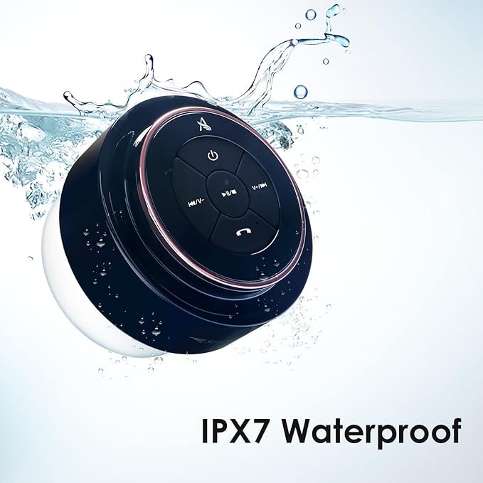 XLEADER SoundAngel Mate(2nd Gen) Pro Shower Speaker, Certified IPX7 Waterproof Bluetooth Speaker, 8W Crystal Sound&Rich Bass, 15H Playtime, with Suction Cup & Silicone Lanyard, Ideal Gifts, Rose Gold
