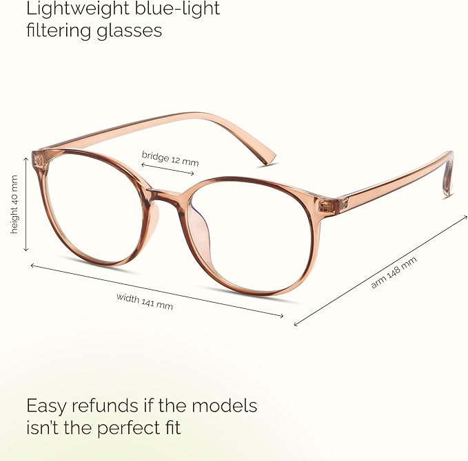 miyya Blue Light Blocking Glasses Women, Fashion Round Transparent Anti Blue Light Glasses with Anti Eyestrain & UV Glare