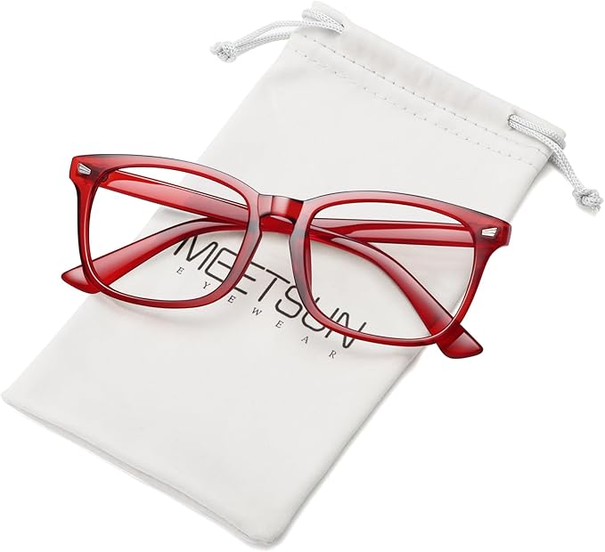 MEETSUN Blue Light Blocking Glasses Women Men, Anti Eye Strain Headache (Sleep Better),Computer Glasses UV400 Lens (Red)