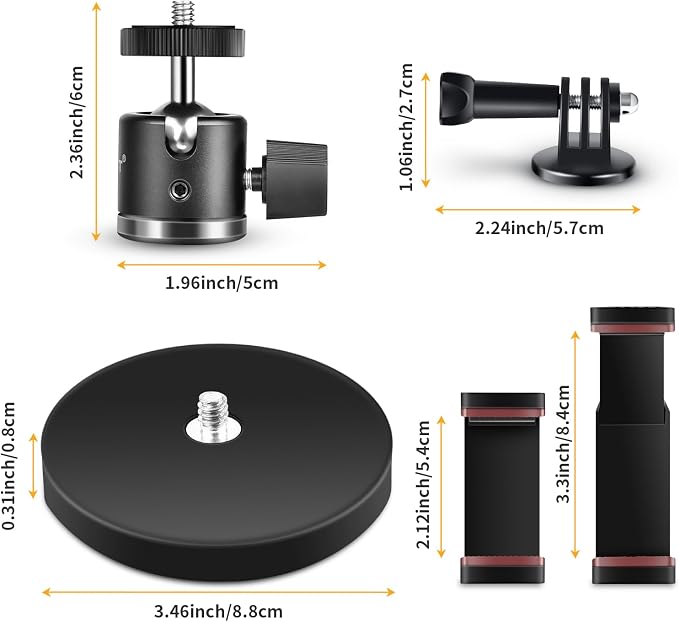 UTEBIT Magnetic Camera Mount for Action Camera, 66lb Strong Magnetic Mount with 360?? Rotation Ball Head for Car or Magnetic Surfaces, Compatible with Gopro Hero 13, DJI Osmo Action Osmo Nano, Insta360 - Image 6
