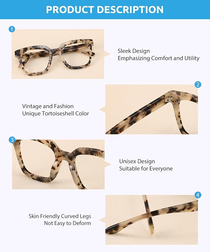 Firmoo Oversized Blue Light Glasses for Women Men Large Frame Anti Eyestrain & UV Protection Computer Gaming Blue Blocker Eyeglasses(Tortoise)