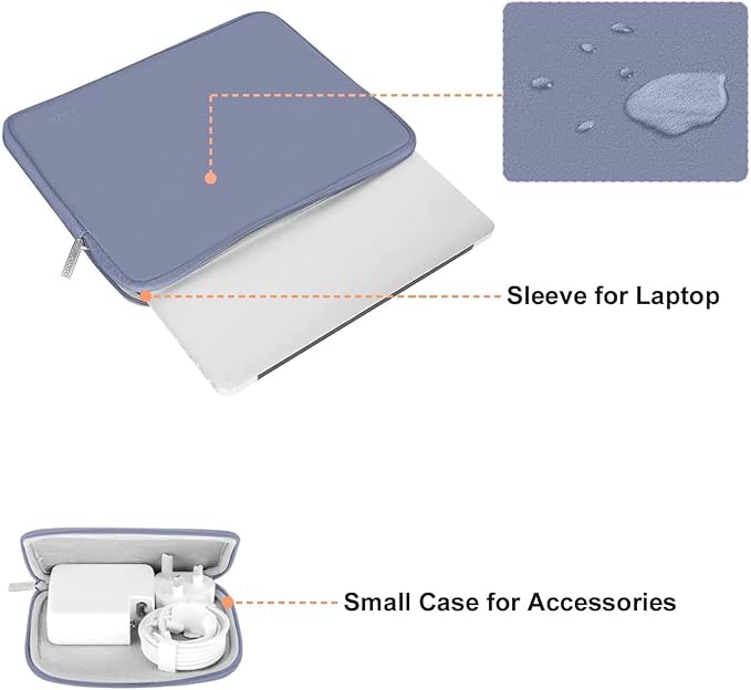 MOSISO Laptop Case 15 inch, 15 inch Laptop Sleeve Bag Compatible with MacBook Air M5 A3448 M4 A3241 M3 A3114 M2 A2941 2026-2023, Dell XPS, Neoprene Computer Sleeve Bag with Small Case, Lavender Gray