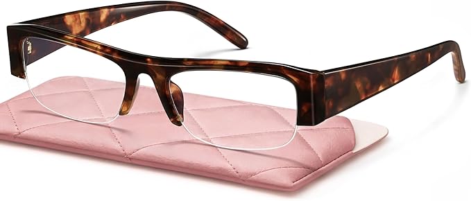 livho Retro Chic Blue Light Glasses for Woman - Early 2000s Narrow Rectangular Frame, Blue Light Blocking with Soft Case