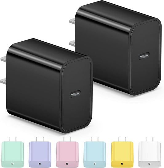 USB C Charger Block iPhone Charger Block Type C Charger 2-Pack for iPhone 16/16 Plus/16 Pro/16 Pro Max/iPhone 15/15 Plus/15 Pro/15 Pro Max/iPhone 14/14 Pro Max/13/13 Mini/12 Pro Max/Samsung(Black)