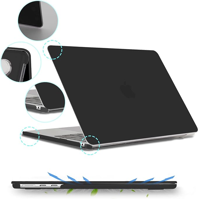 B BELK Compatible with MacBook Air 13.6 inch Case M5 2026 2025 2024 2023 2022 M4 M3 M2 A3449 A3240 A3113 A2681 Liquid Retina Display, Plastic Hard Shell Case+Keyboard Cover+Screen Protector, Black