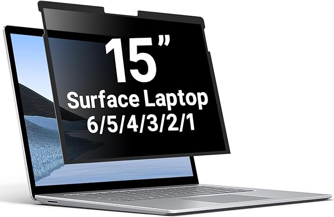 ZOEAGG Privacy Screen for Surface Laptop 15 Inch, for Removable Microsoft Surface Laptop 6/5/4/3/2/1, Reusable, Easy Installation, Anti-Spy Privacy Filter, Anti-Glare, Blue Ray Reduction