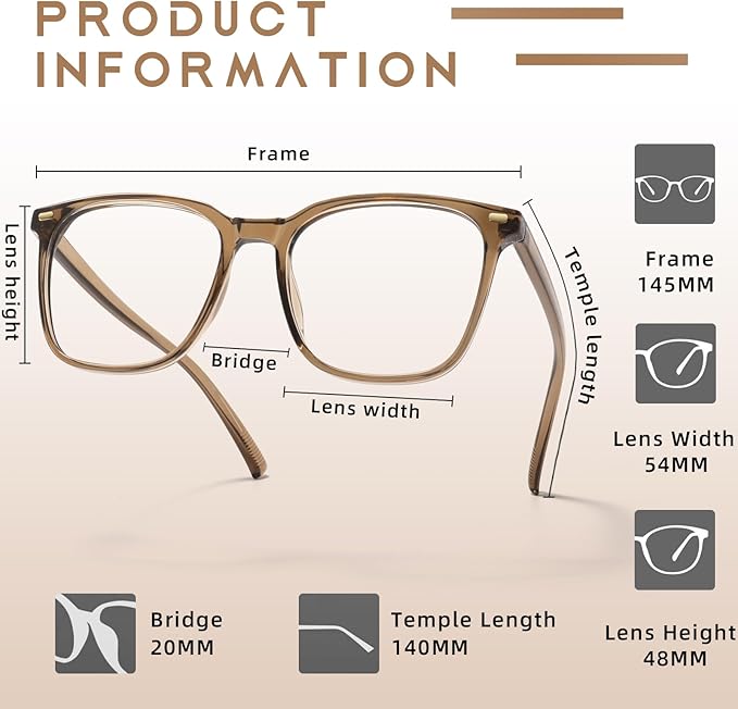 Oversized Square Blue Light Blocking Glasses for Women Men, Anti-Fatigue Computer Monitor Glasses Reduce Eye Strain