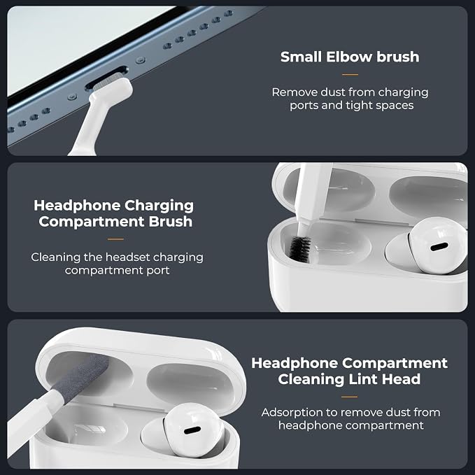 K&F CONCEPT 20-in-1 Keyboard Cleaning Kit Laptop Cleaner, Multifunctional Electronic Device Cleaning Tool, for iPhone AirPods MacBook iPad, Camera PC Monitor Earbud TV Tablet Screens - Image 5
