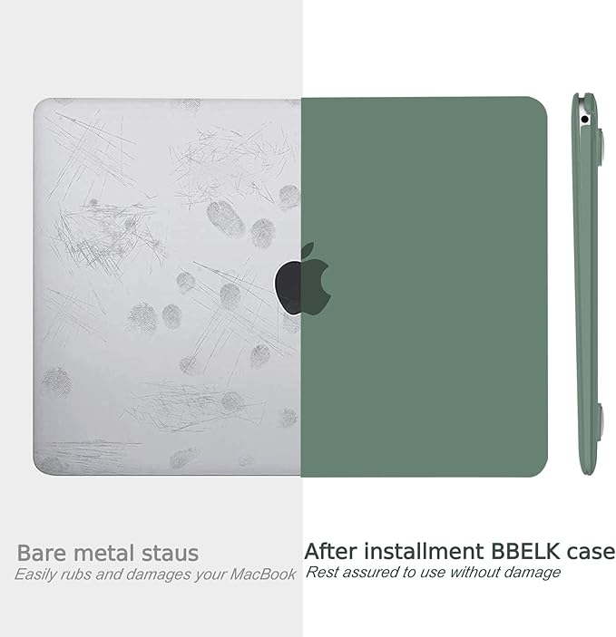 B BELK Compatible with MacBook Air 13 inch Case 2022 2021 2020 2019 2018 A2337 M1 A2179 A1932, Matte Plastic Hard Shell+Keyboard Cover+Screen Protector for MacBook Air 13.3 inch Case, Midnight Green