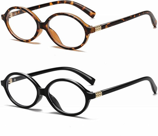 Breaksun Fashion Oval Glasses for Women Men Retro Round Tortoise Frame Blue Light Glasses Nerd Eyeglasses