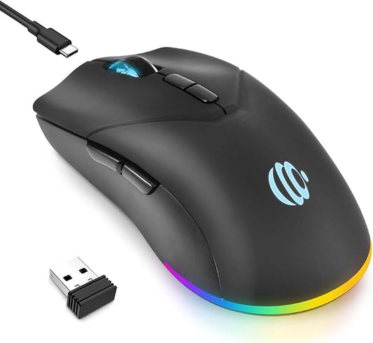 Wireless Bluetooth Mouse, Rechargeable USB Optical Mouse, 3 Adjustable DPI, LED Silent Dual Mode(Bluetooth 5.2 and 2.4G) Wireless Mouse for Laptop, PC, Mac???Ipad???Wide Compatibility. (Black)