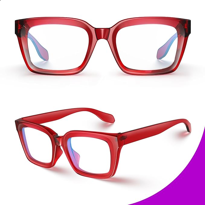 VISOONE Chunky Square Blue Light Blocking Glasses with Anti Computer Glare for Working Women Men MONTANA