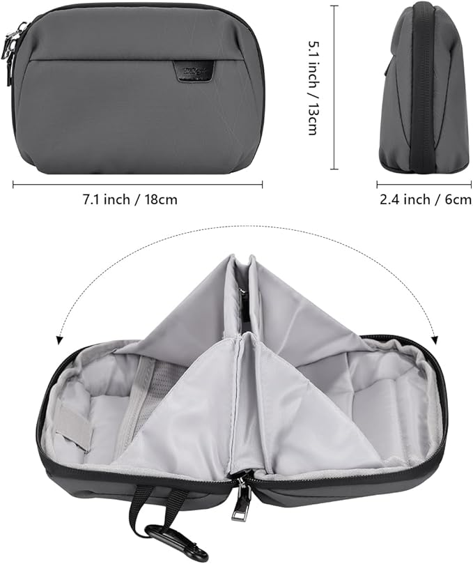 DDgro Small Electronics Organizer Travel Case - Organizer Pouch for Cable, Cord, Charger (Dark Grey-Mini)