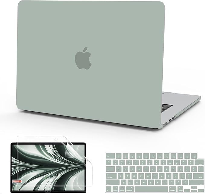 B BELK Compatible with MacBook Air 13.6 inch Case M5 2026 2025 2024 2023 2022 M4 M3 M2 A3449 A3240 A3113 A2681 Liquid Retina Display, Plastic Hard Shell +Keyboard Cover+Screen Protector, Antique Green