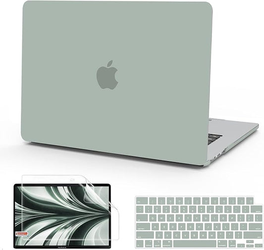 B BELK Compatible with MacBook Air 13.6 inch Case M5 2026 2025 2024 2023 2022 M4 M3 M2 A3449 A3240 A3113 A2681 Liquid Retina Display, Plastic Hard Shell +Keyboard Cover+Screen Protector, Antique Green