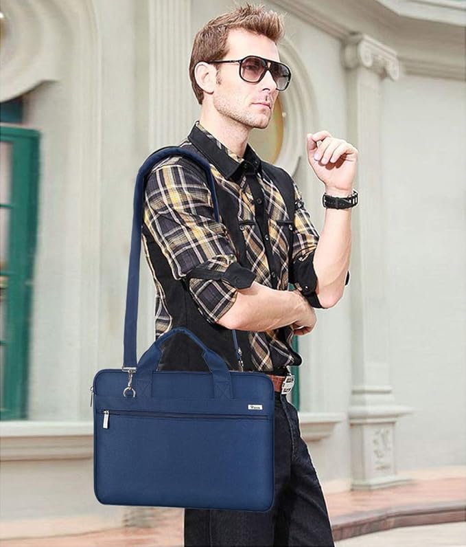 Voova Laptop Bag 15.6 Inch, 360° Protective Laptop Case Sleeve Compatible with MacBook Air 15 M2/M3/M4, MacBook Pro 15/16, 15-16” Lenovo Dell Hp, Waterproof Computer Bag Slim Briefcase, Blue