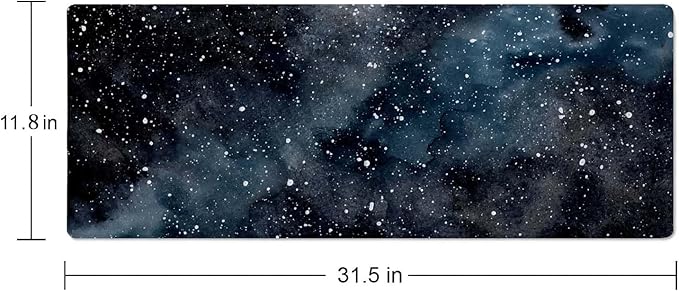 Dark Starry Deep Space Gaming Mouse Pad XL Extended Large Desk Mat Big Mousepad Non-Slip Rubber Base Stitched Edge Long Desk Pad for Desktop PC Computer Gamer,31.5×11.8 Inch