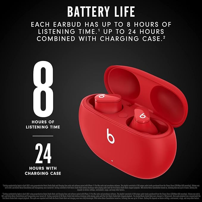 Beats Studio Buds - True Wireless Noise Cancelling Earphones - Beats Red (Renewed Premium)