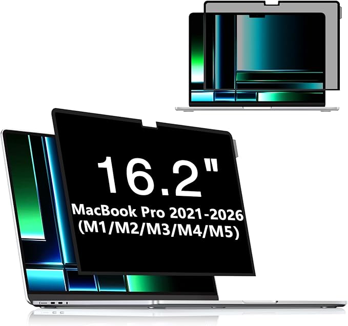 FILMEXT Macbook Pro 16 inch Privacy Screen Protector (M5 M4 M3 M2 Max/Pro M1, A3186 A3403 A2485 A2991 A2780),Bubble Free Privacy Screen for Macbook pro 16.2 2026-2021 Eye Care/Anti-Glare Filter