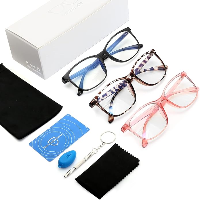 Oilway Blue-Light Blocking Glasses for Women Men - 3Pack Computer Reading/Gaming/TV/Phones Glasses Anti Eyestrain