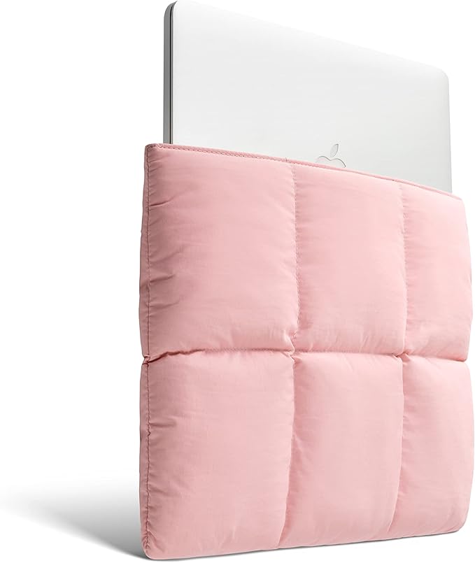 Comfyable Puffy Laptop Sleeve 13 Inch 14 Inch, Quilted Puffer Laptop Carrying Case for Women, Pillow Case Compatible with MacBook Air/Pro M5 M4 M3 M2 Pro/Max 2026, 13" MacBook Neo A18, Pink