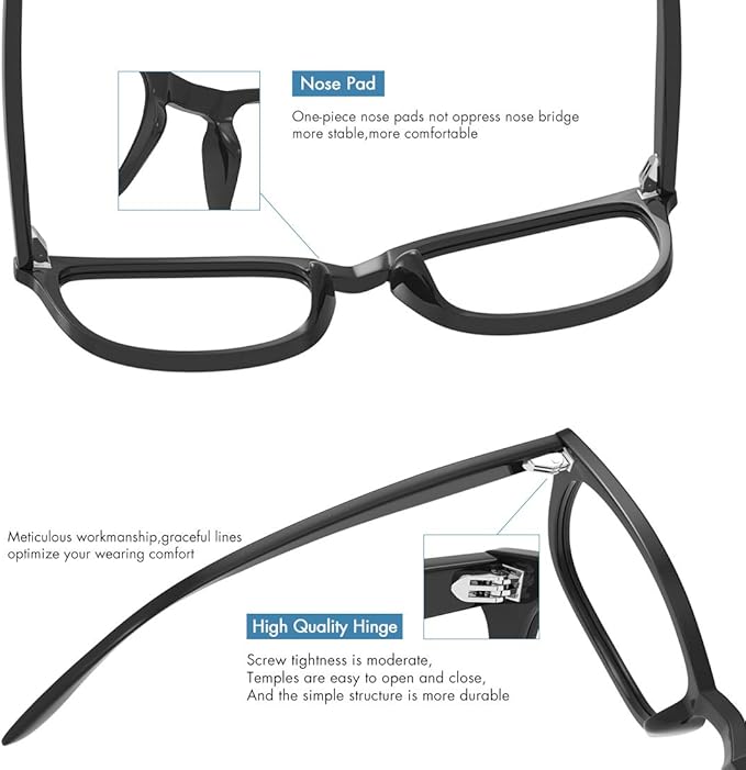 MEETSUN Blue Light Blocking Glasses, Anti Eye Strain Headache (Sleep Better),Computer Reading Glasses UV400 Transparent Lens (Black+Leopard+Clear, 53)