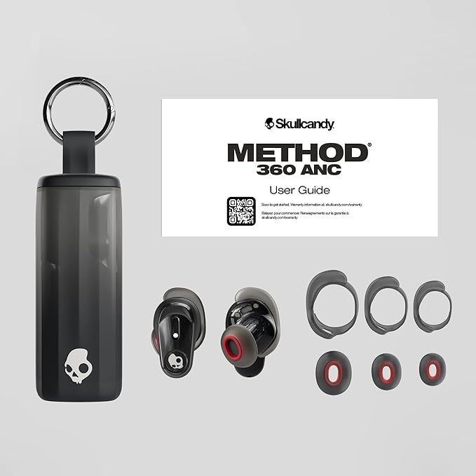 Skullcandy Method 360 ANC Wireless Earbuds, Sound by Bose, Bluetooth Headphones, Premium Noise Cancelling, Up to 40 Hrs Battery, Sweat and Water Resistant, Microphone for iPhone Android - Bone