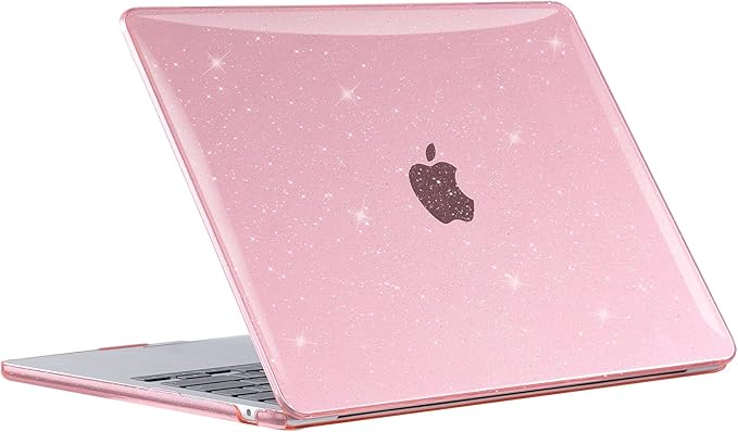 EooCoo Case Compatible with MacBook Air 13 inch M5 2026-2022 Release M4 M3 M2 A3449 A3240 A3113 A2681, Glitter Hard Shell&Keyboard Skin Cover&Screen Protector for Mac Air 13.6 inch, Sparkly Pink