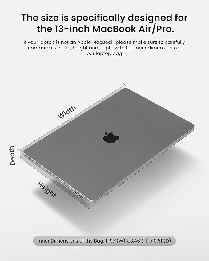 tomtoc 360 Protective Laptop Case for 13-inch New 2026 MacBook Air M5/A3449, M4/A3240, M3/A3113, M2/A2681, M1/A2337, MacBook Neo A18 Pro, 13-in Surface Pro 11th AI PC, Water-Resistant Carrying Bag