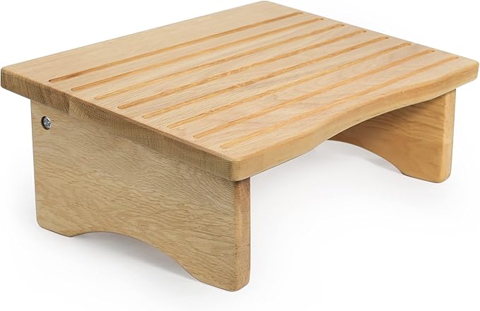 CONSDAN Foot Rest, Ergonomic Footrest for Under Desk at Work, Nursing Foot Stool, Natural Solid Wood Non-Slip Slanted Top Foot Stool for Office/Standing Desk (Natural Color)