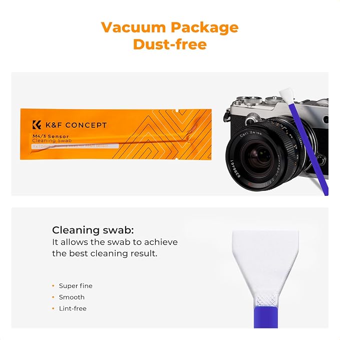 K&F CONCEPT 12mm Micro Four-Thirds 4/3 Sensor Cleaning Swab*10 + 20ml Sensor Cleaner, M43 Camera Cleaning Kit for All Models of M4/3 Camera Sensors, Including M4/3 Cameras from Olympus and Panasonic - Image 3