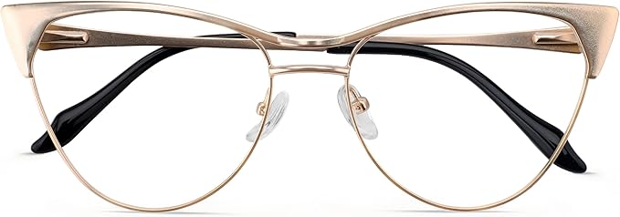 Cat Eye Blue Light Glasses for Women, Blue Light Blocking Glasses for Women, Bluelight Glasses with Cat Eye Frame in a stylish shade of yellow for Style, Comfort, Eye Strain Relief. (golden)
