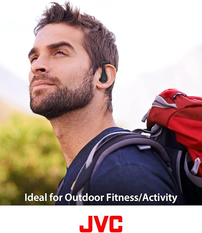 JVC Sport True Wireless Earbuds Headphones, Lightweight and Compact, Long Battery Life (up to 30 Hours), High Quality Sound with Neodymium Magnet Driver, Water Resistance (IPX5) - HAEC25TB (Black)