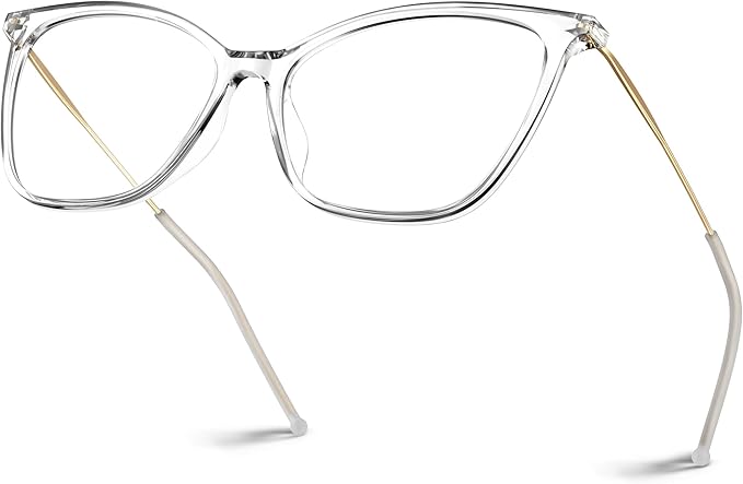 VISOONE Oversized Cat Eye Blue Light Blocking Glasses for Women Large Cute Lightweight Eyeglasses Metal Frame Calina