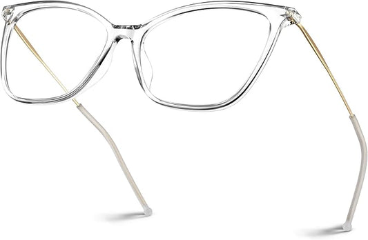 VISOONE Oversized Cat Eye Blue Light Blocking Glasses for Women Large Cute Lightweight Eyeglasses Metal Frame Calina
