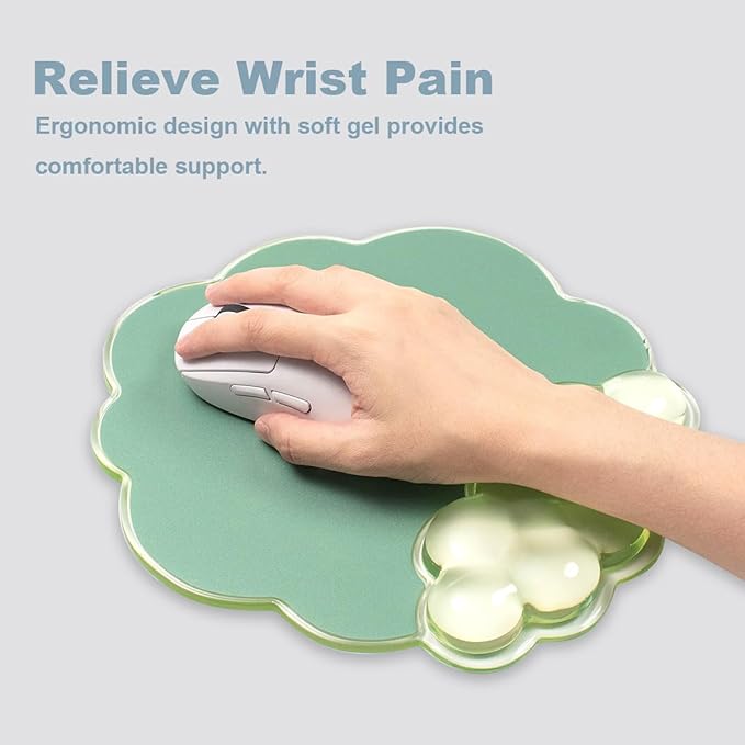 Cloud Wrist Rest and Cloud Mouse Pad for Keyboard and Mouse - Ergonomic Cloud Mouse Pad with Gel Wrist Support, Non-Slip Base Cute Office Accessories for/Desktop/Latop/Home/Gaming