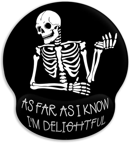 Ergonomic Mouse Pad with Wrist Support, Gothic Skull Skeleton Mouse Pad with Wrist Rest, Gaming Mousepad with Non-Slip Pain Relief PU Base, Cute Mouse Pad for Desk Accessories Office Supplies Decor