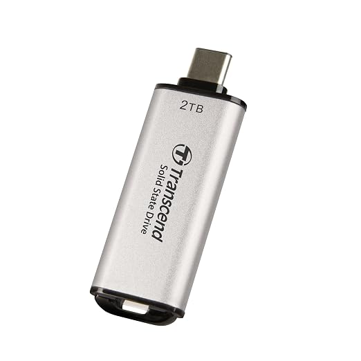 Transcend ESD300 2TB External SSD, Up to 1,050MB/s, Type C USB Drive for iPhone17,16,15, iPad&Mac/Pixel10/Tesla/Steam Deck/ROG Ally/MSI Claw/Android/PS5, Smart TV, USB 3.2 Gen2 Portable SSD- Silver - Image 2