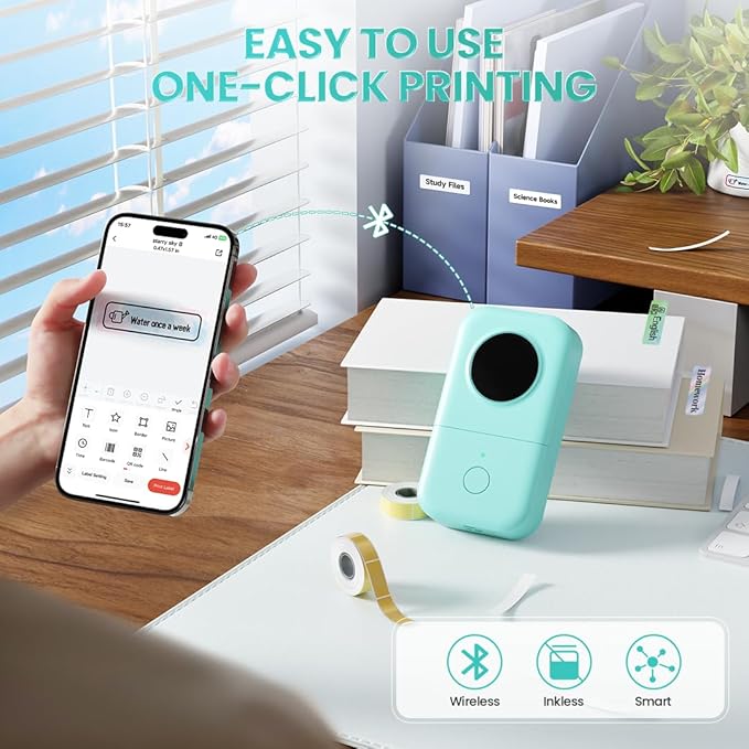 Phomemo Label Maker Machine with Tapes - White/Clear/Gold Labels, D30 Portable Handheld Bluetooth Mini Label Makers, Multiple Templates Fonts Icon, Thermal Small Label Printer Rechargeable for Home