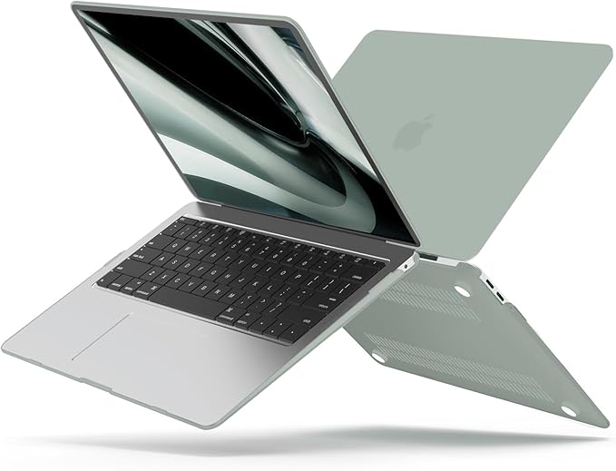 B BELK Compatible with MacBook Air 13 inch Case M1 2022 2021 2020 2019 2018 A2337 A2179 A1932, Matte Plastic Hard Shell+ Keyboard Cover+ Screen Protector for MacBook Air 13.3 inch Case, Antique Green