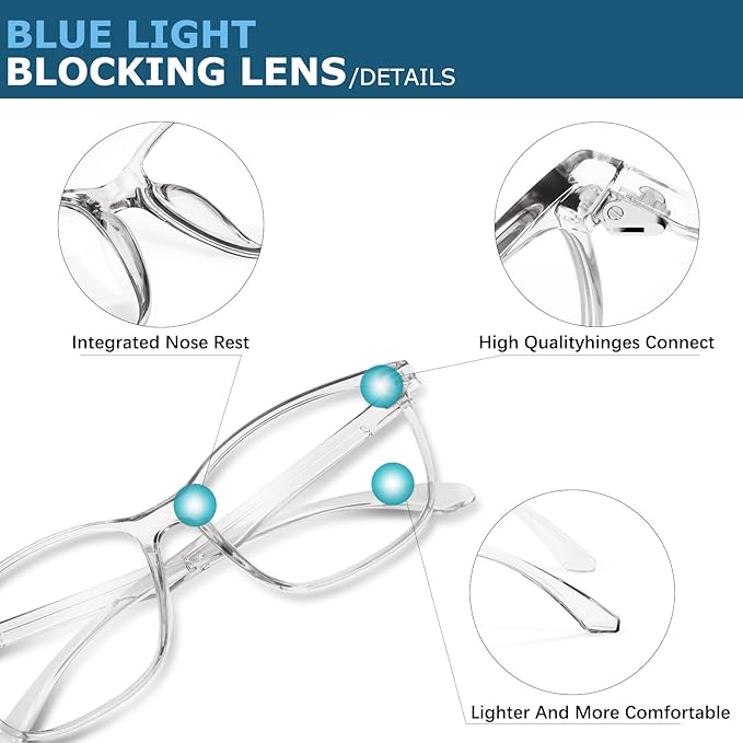 Oilway Blue-Light Blocking Glasses Computer Reading/Gaming/TV/Phones Glasses Fashion Anti Eyestrain Glasses for Women Men