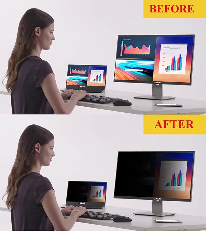 [2 Pack] 18.5 Inch Privacy Screen Filter for Widescreen 16:9 Monitor | Privacy Shield | Anti-Glare | Anti-Blue light | Anti-SPY | Eye Protection | Computer Security Private Filter Protector