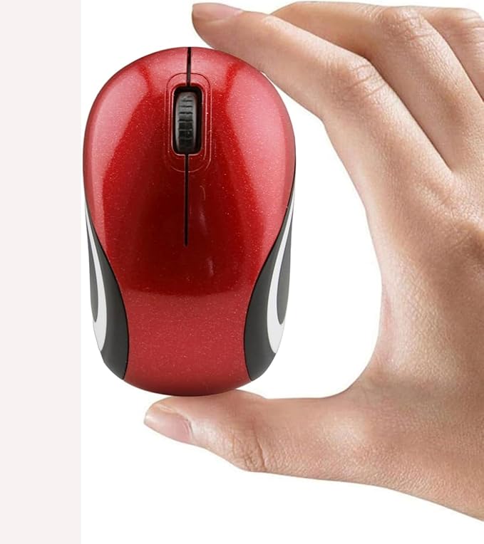Wireless Mouse Mini Small Silent Cute Pocket Portable Compact Travel USB Tiny Optical Mice 3 Buttons 1000 DPI Cordless Mouse for PC Laptop Computer MacBook Kids Girl Boy Women Small Hands Gift(Red)